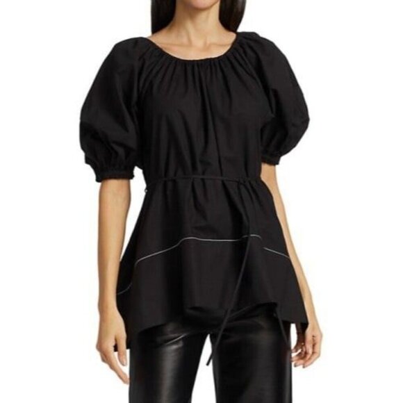 Proenza Schouler White Label Puff Sleeve TieWaist Cotton Poplin Blouse - Picture 1 of 10